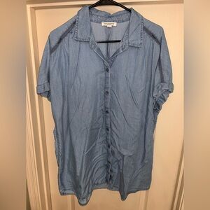 Denim Short sleeve button down top